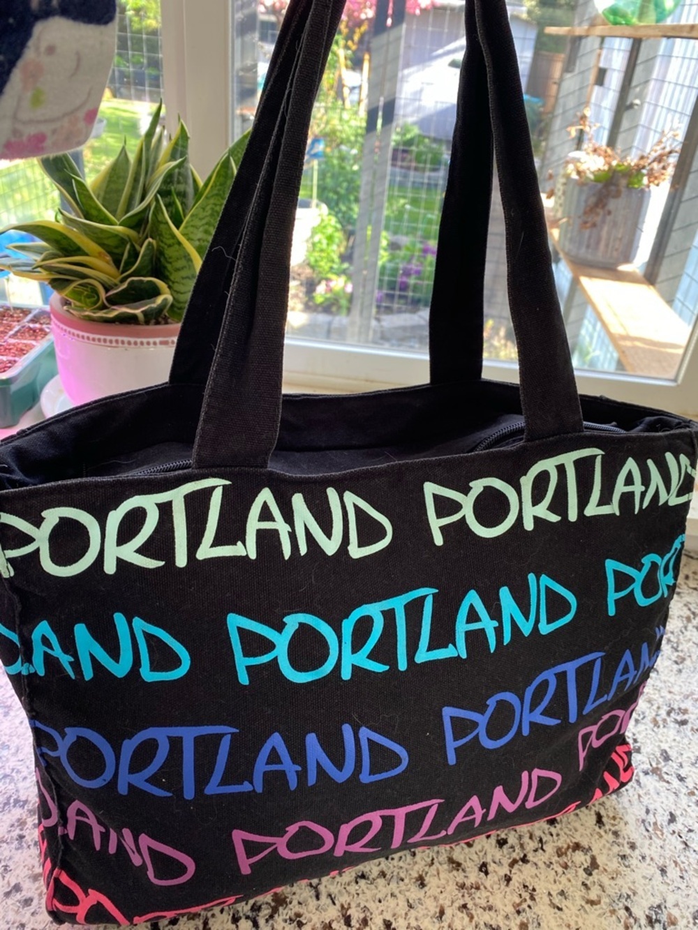 Rare‎ ROBIN RUTH Portland Multicolored Print Canvas Tote Bag - Picture 5 of 5